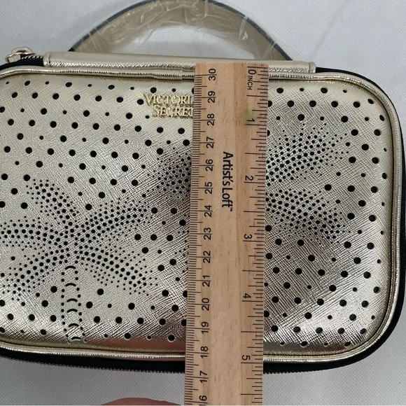 New VICTORIA'S SECRET GOLD LASER CUT  PALM TREE BEAUTY BAG MAKEUP COSMETIC CASE - Picture 7 of 8